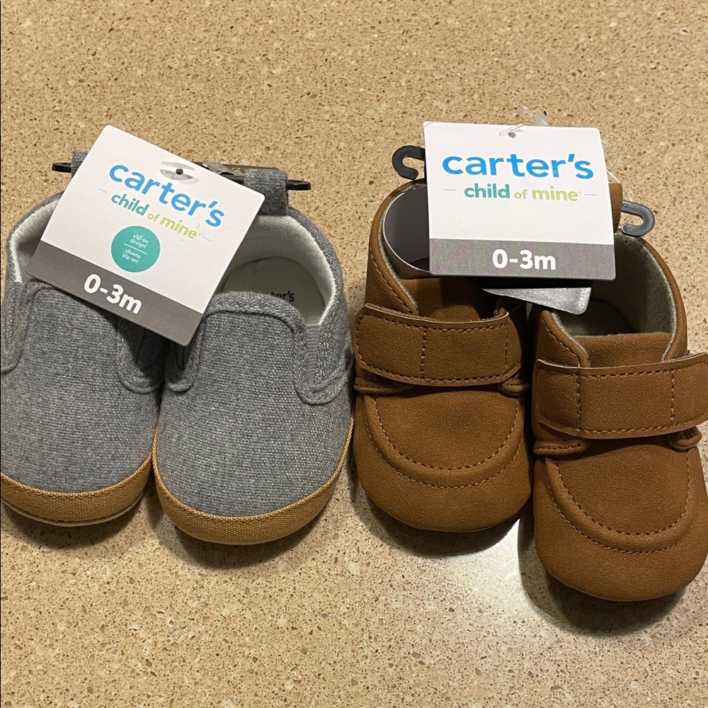 Carter's Child of Mine Gray and Brown Baby Shoes